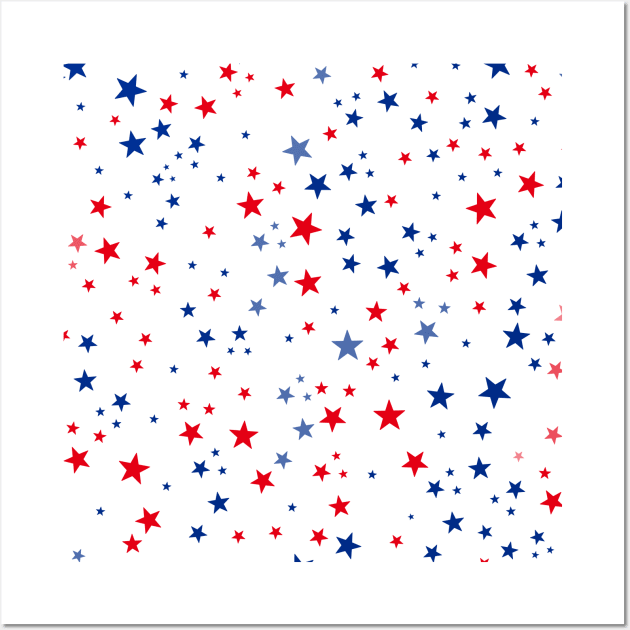 Red and blue stars USA flag design pattern Wall Art by GULSENGUNEL